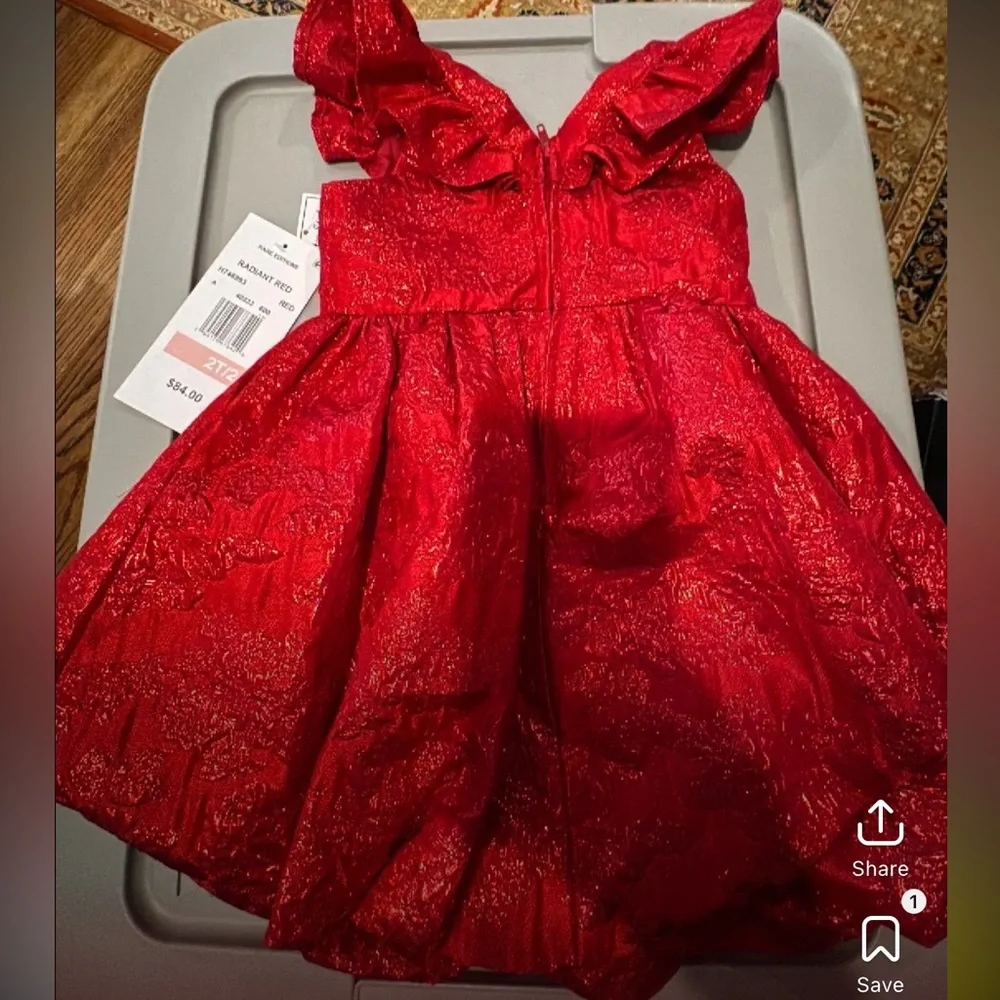 NWT‎ Rare Editions Girls Red Fit & Flare Brocade Social Dress Christmas Holiday